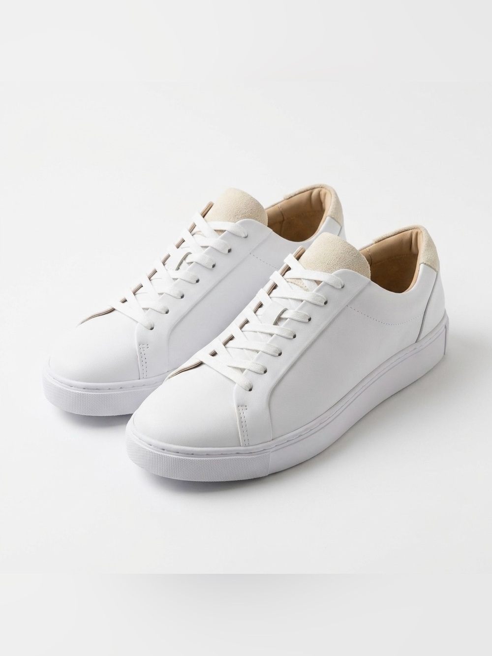 H&M Premium Men’s White Genuine Leather Sneakers Size 11 NIB